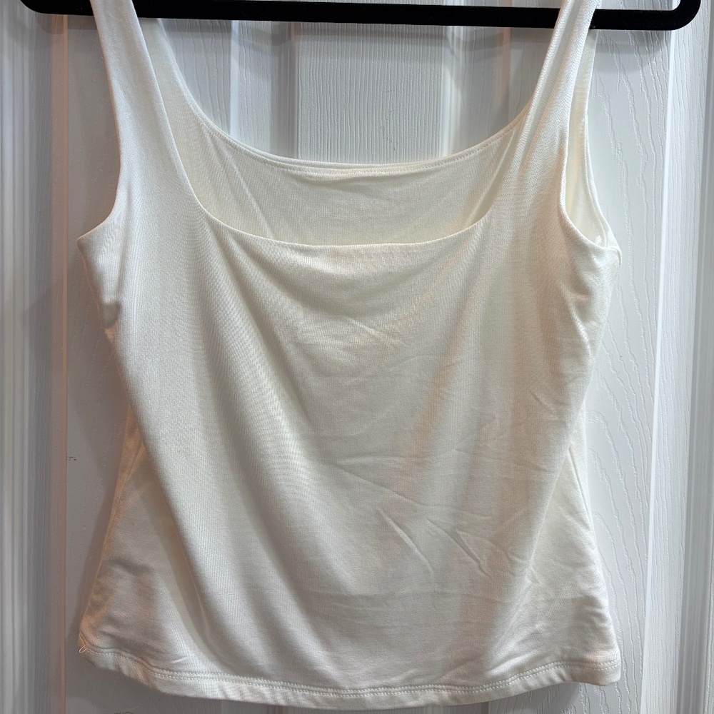 Wasabi + Mint White Smooth Tank Top Minimalist Sleeveless Stretchy Summer New - Picture 4 of 4